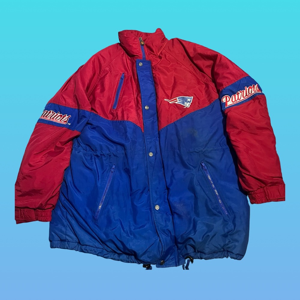 Vintage NFL Gameday New England Patriots Puffer Jacket Red Blue Mens XL